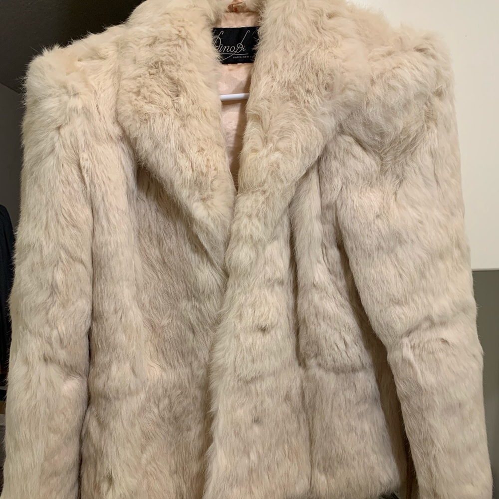 Vintage Dino-Di Paris Rabbit Fur Coat Cream/ Small
